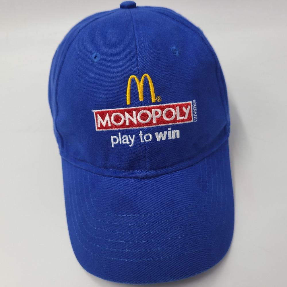 McDonalds Monopoly Hat Adjustable Blue Play To Win Promo Advertising Casual Men